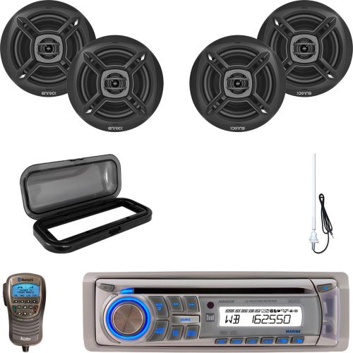 Am400w usb cd marine aux radio, antenna, cover, 6.5&#034; speakers, bluetooth handset