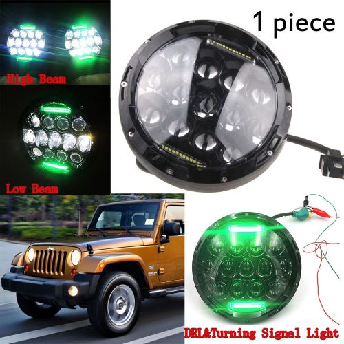 1x 7&#034; 75w led headlight philips green drl hi/lo beam forjeep wrangler jk harley