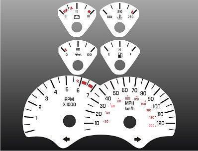 1999-2002 firebird 120mph instrument cluster white face gauges laminated 98-02