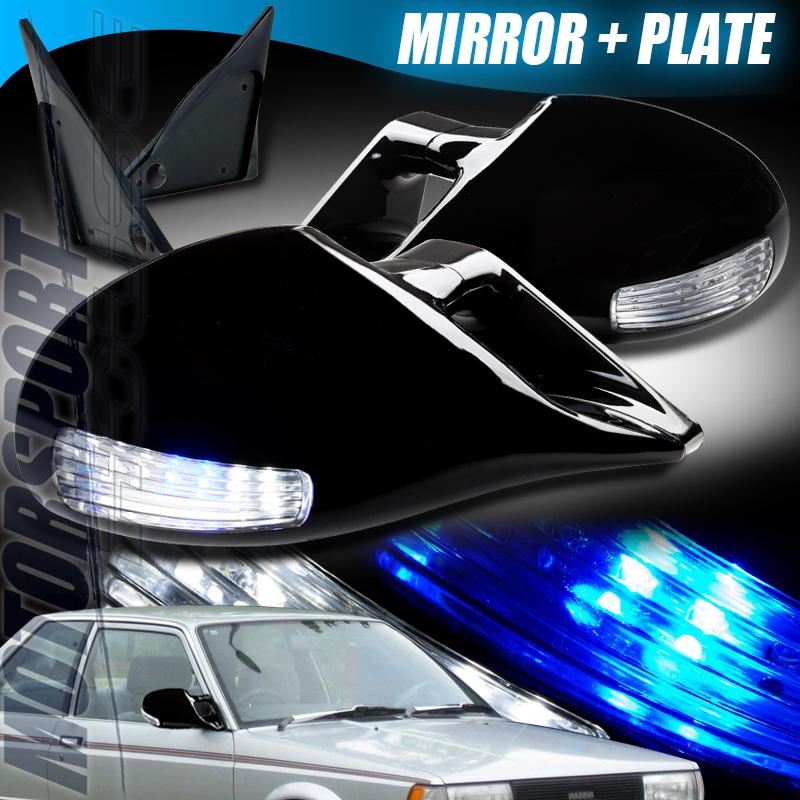 1987-1990 nissan sentra m3 style manual black side mirror w/ led signal lamp l+r