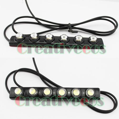 2x 6leds 12v car soft daytime running driving/reverse drl led light lamp white