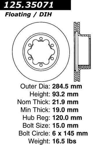 Centric 125.35071 rear brake rotor/disc-high carbon rotor-preferred