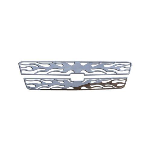 Chevy silverado hd 03-04 stainless horizontal flame front metal grill trim cover