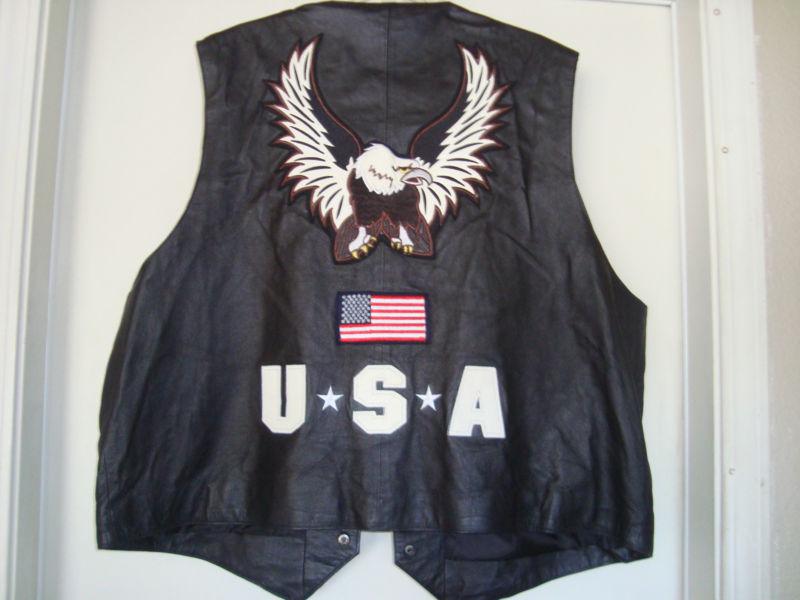 Interstate leather vest xxxl  with eagle, flag and usa embroidery on back