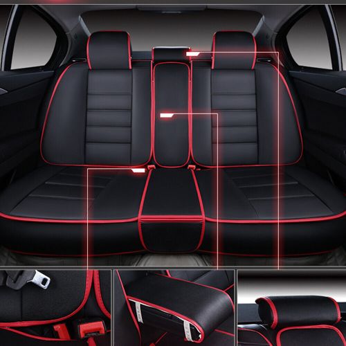 Car seat covers 5 seats pu leather seat cushion pillow full set seat cover new