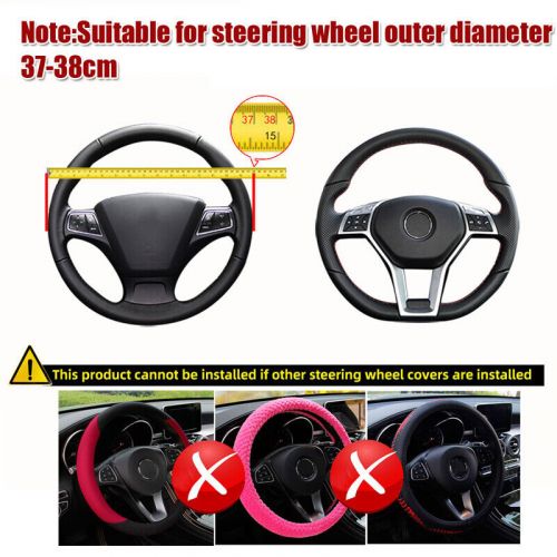 Universal car carbon fiber leather steering wheel covers 38cm black accessories,