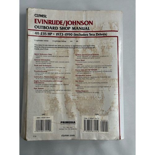 Evinrude/johnson outboard shop manual 48-235 hp (1973-1990) includes sea drives