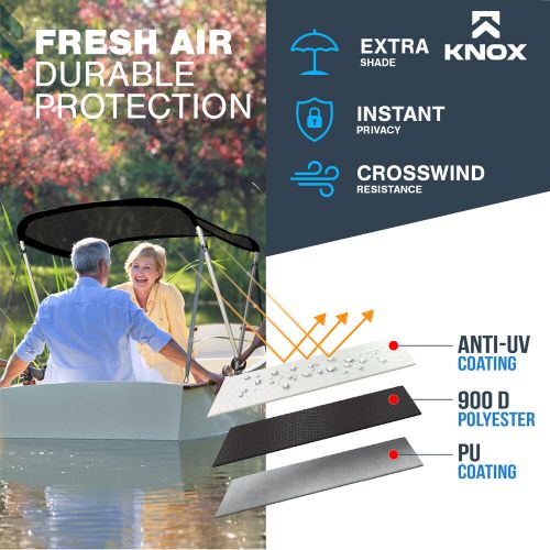 Knox 2 bow bimini top, fits inflatable boats, 63&#034; l x 39&#034;-55&#034; w (mesh)