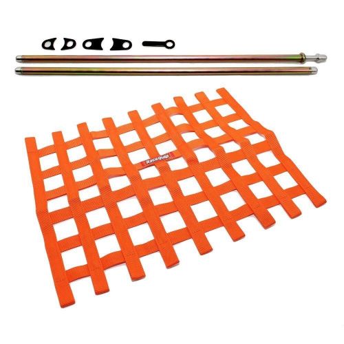 Racequip orange window net and mounting install kit non sfi circle track racing