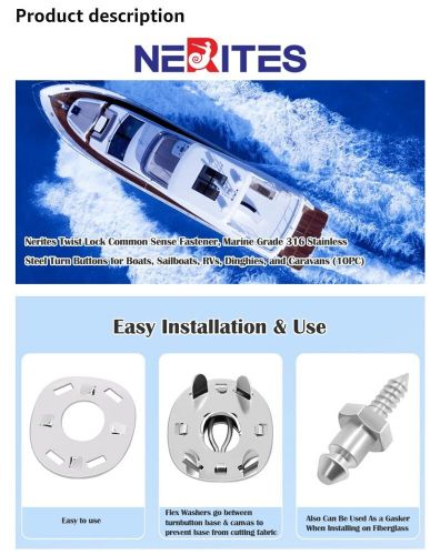 Nerites 316 stainless steel lift the dot kit socket and plate with m4 screw stud