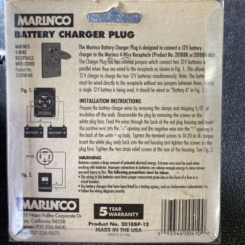 Marinco 2018bp-12 4-wire 12v trolling charger plug, red