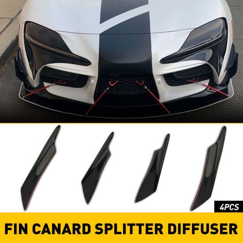 4pcs glossy bumper black car fin canard diffuser splitter spoiler valence lip us