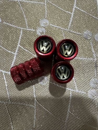 4x red wheel valve stems caps air port dust cover for vw volkswagen