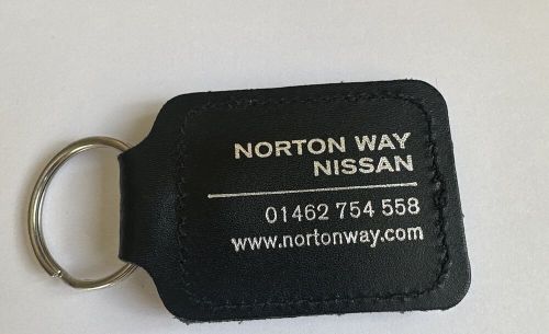 Genuine nissan main dealer car key fob key ring leather metal + enamel norton