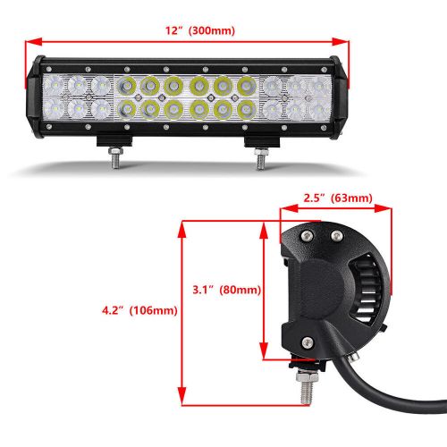 12inch dual row led work light bar spot flood for polaris ranger yamaha utv atv