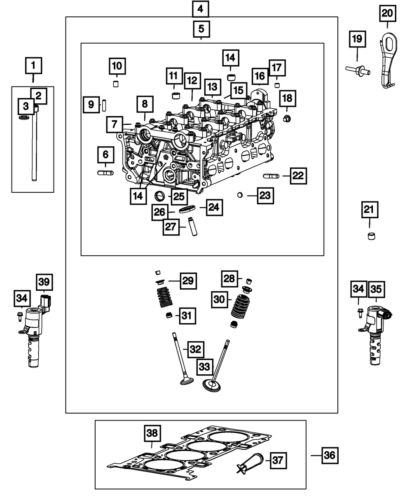 Genuine mopar engine cylinder head assembly 05047567ai