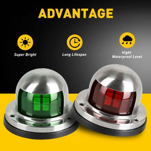 2pcs boat marine pontoon yacht 12v stainless steel led bow navigation lights