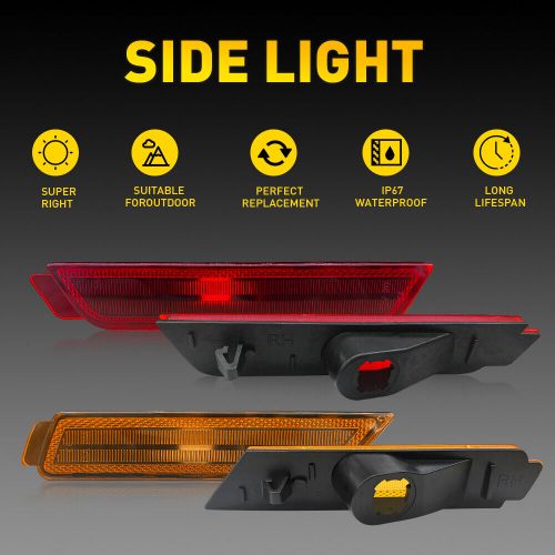 Front+rear amber+red fender side marker light housing for 2010-2015 chevy camaro