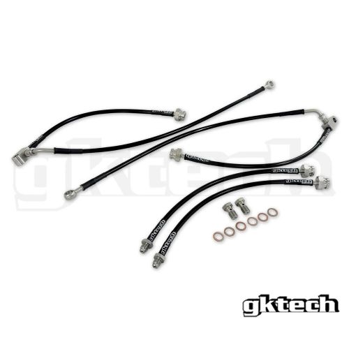 Gktech braided brake line set front &amp; rear for nissan 350z z33