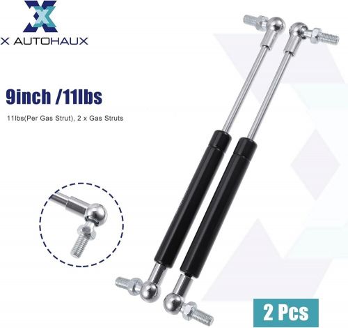 X autohaux 2pcs 9inch 11lbs lift supports gas struts black,silver tone