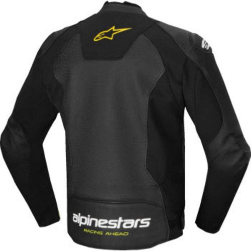 Alpinestars faster v3 airflow leather jacket - black/white/yellow fluo - us 44 /