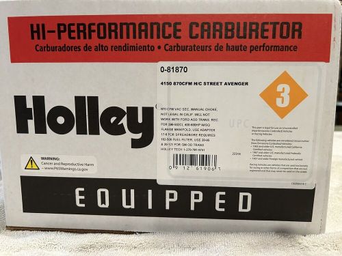 Holley 870 vacuum secondary street avenger carburetor. 0-81870.