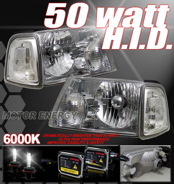 2001-2011 ford ranger pickup crystal head light+corner+hid 50w kit signal chrome