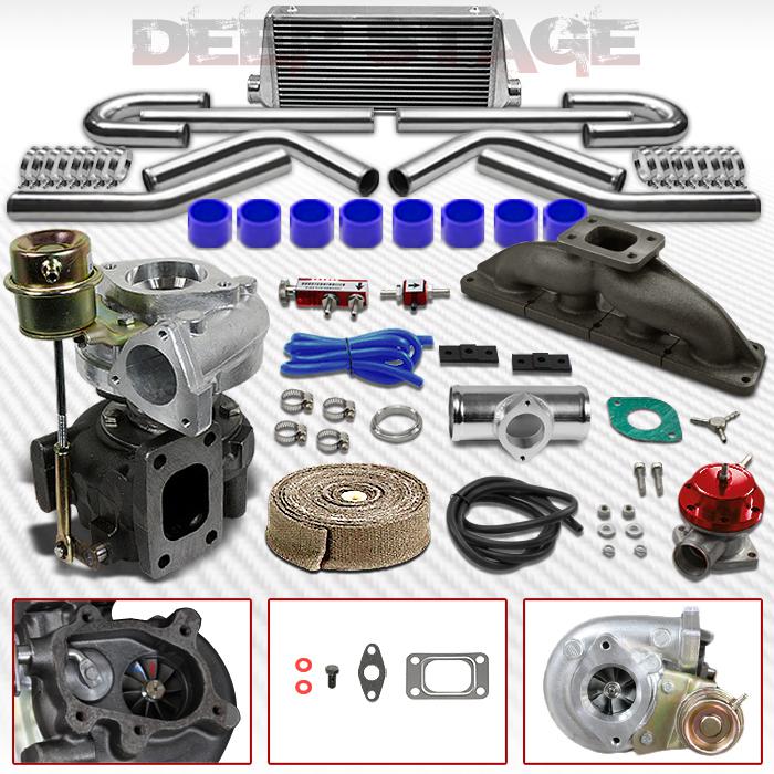 T25/t28 8pc turbo kit w/intercooler+blow off valve+cast manifold a4/passat 1.8l