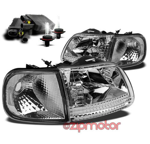 1997-2003 ford f-150/2002 expedition crystal head lights+corner+6000k hid chrome