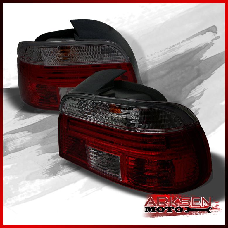 97-00 bmw e39 5-series red/smoked tail lights rear brake smoke lamps pair set