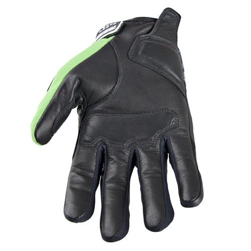 New speed and strength run with the bulls-short leather/textile gloves,green, xl