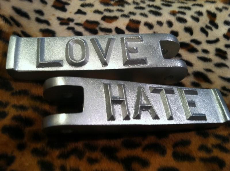 Love hate chopper bobber harley foot pegs motorcycle rat rod shovelhead vintage 