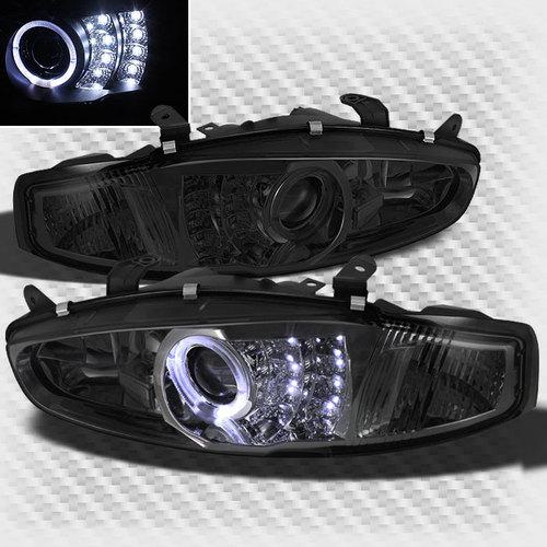 Smoked 97-02 mirage 2 door halo led projector headlights smoke lamp pair set new