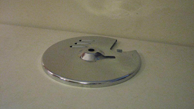 Harley evo fl front brake rotor cover, speedo drive side, chrome with louvres