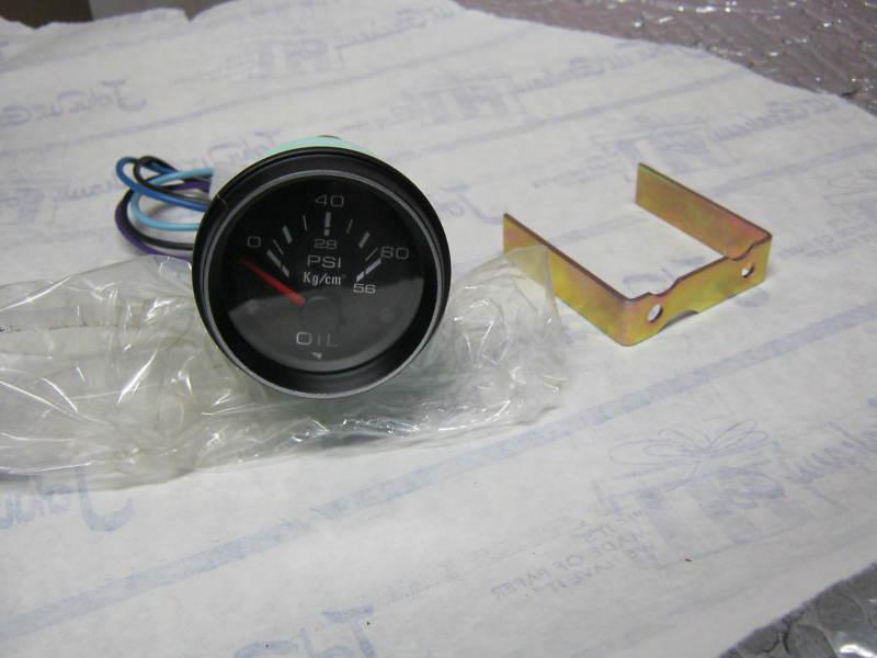 New 2" electrical oil pressure gauge 0-80 psi black / black for car/truck/suv