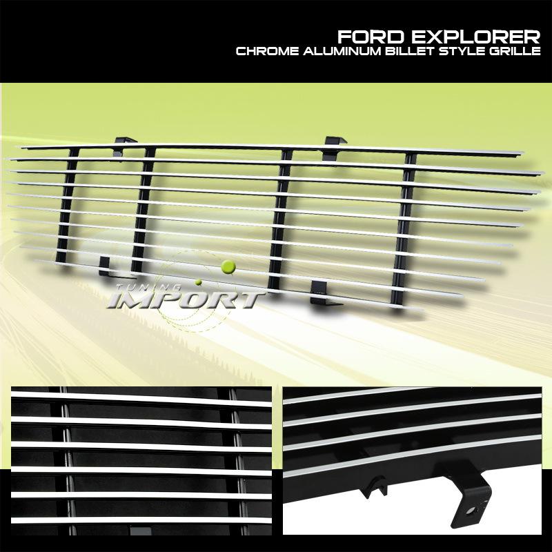 Ford 1995-2001 explorer silver aluminum new front grille grill insert 96 98 00