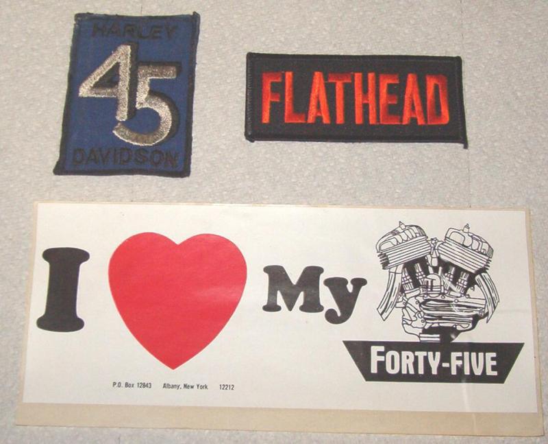 Harley 45 cloth patches & bumper sticker