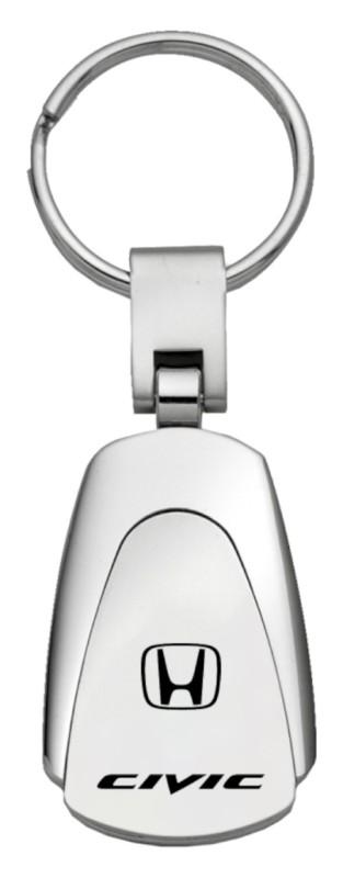 Honda civic chrome teardrop keychain / key fob engraved in usa genuine