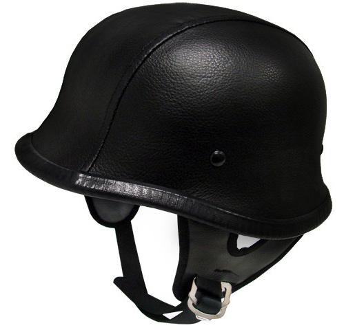 Biker black leather german motorcycle half cruiser touring scooter dot helmet~xl