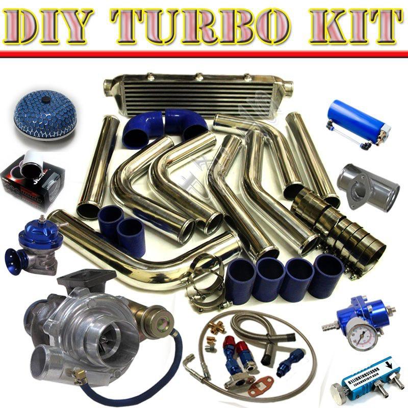 T3/t4 v-band turbo+27" intercooler+2.5" piping kit+fpr+bov type-rs+adaptor c/bl