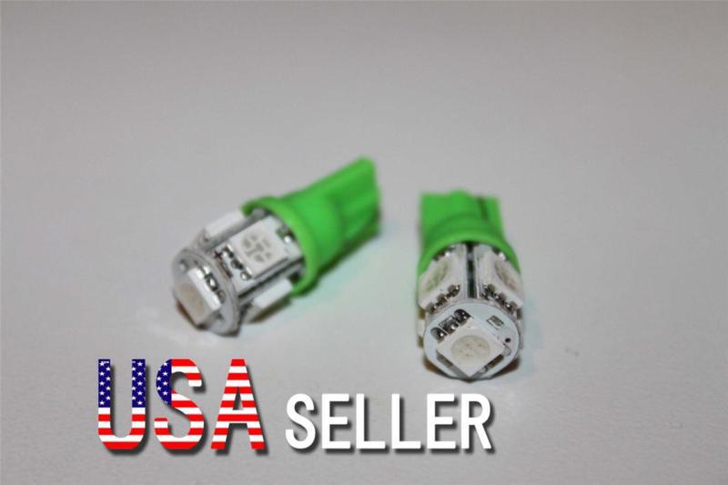 2pcs xenon t10 wedge 5-smd 5050 led light bulbs 192 168 194 w5w 2825 158 green