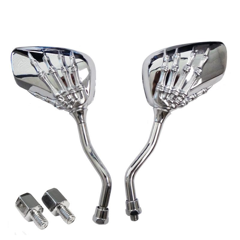 Chrome bike motorcycle mirrors skelton style pair for yamaha//////////////////&^