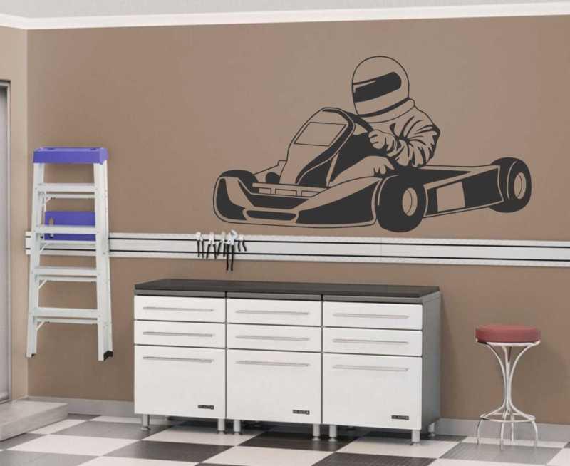 Go kart vinyl wall decal - large shifter kart wka racing garage room
