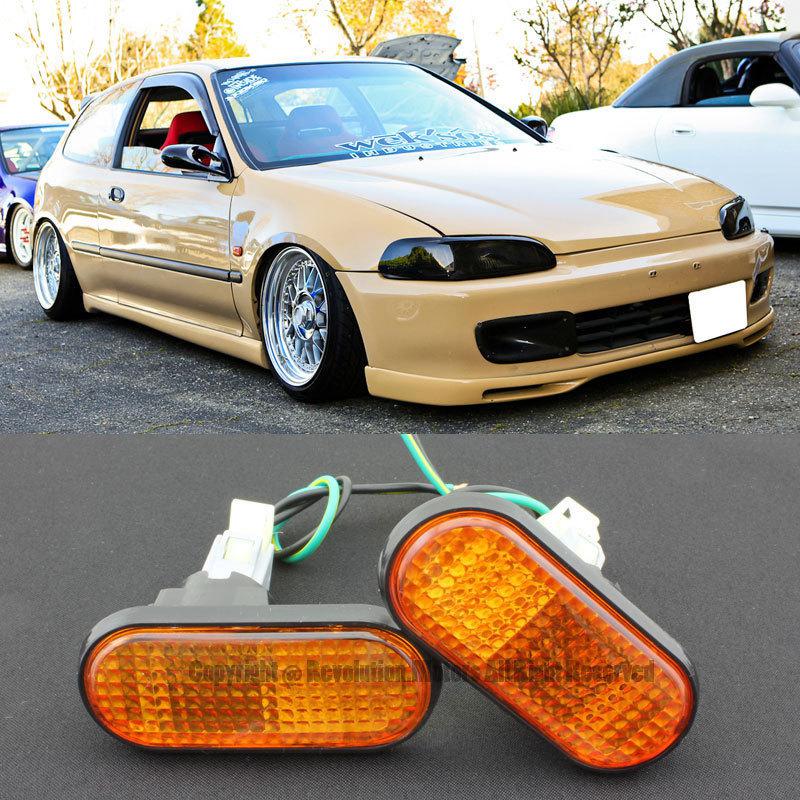 92-95 honda civic turn amber emergency signal side marker fender hatch sedan