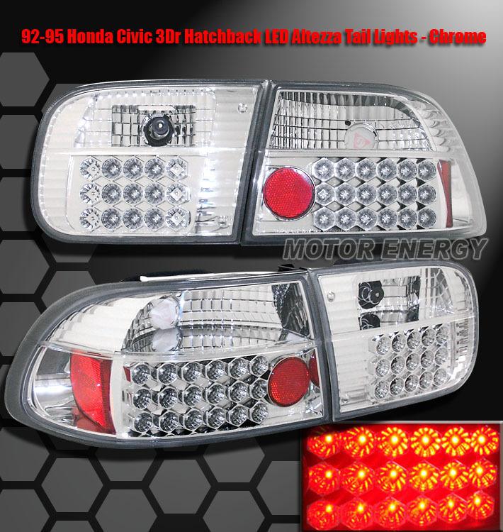 1992-1995 honda civic altezza led tail lights chrome 1993 1994 3-door ch vx cx