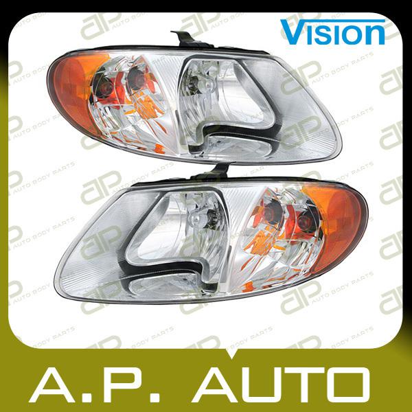 Pair head light lamp assembly 01-07 chrysler town country limited lx swb lh+rh