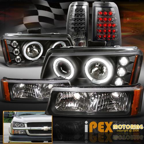 Black+smoke deal: 03-06 silverado halo led projector headlights + led tail light