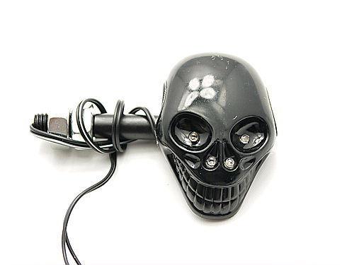 Black 12v universal motorcycle skeleton head skull light turn signals indicator