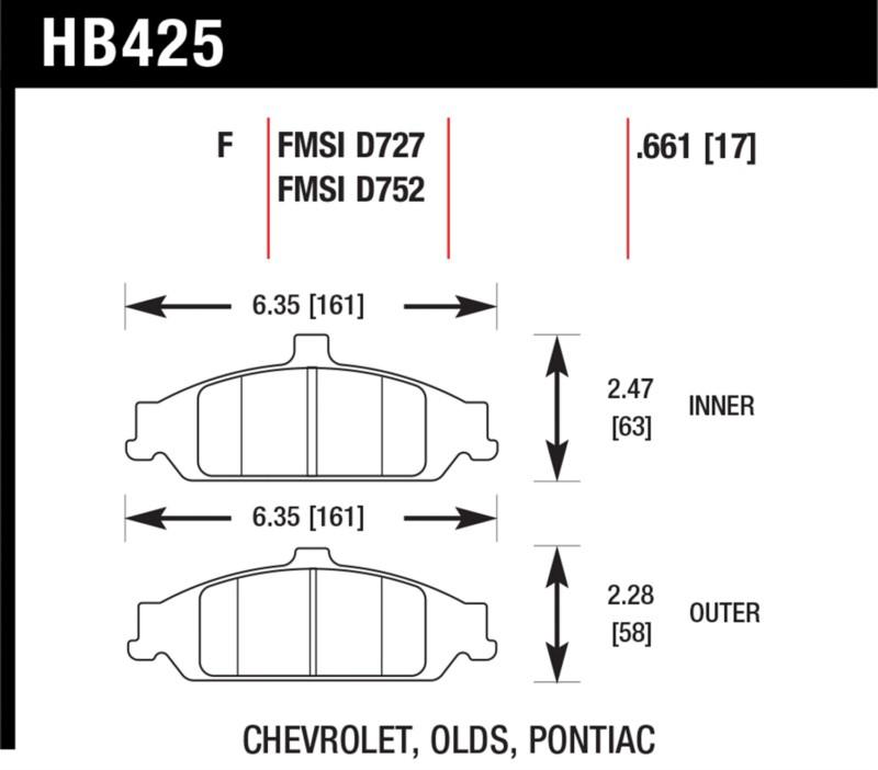 Hawk performance hb425f.661 disc brake pad 97-05 alero cutlass grand am malibu