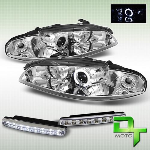 Drl led bumper fog+1997-1999 mitsubishi eclipse halo chrome projector headlights